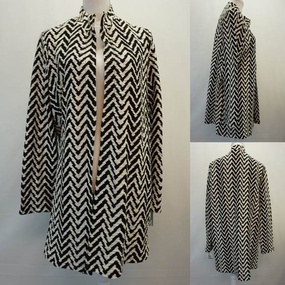 JM Collection Jackets & Blazers - JM Collection Open Front Chevron Knit Long Jacket